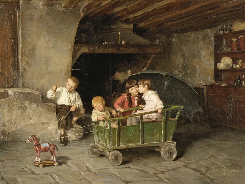1850-Charles Bertrand d'Entraygues - Bambini che giocano (1884)